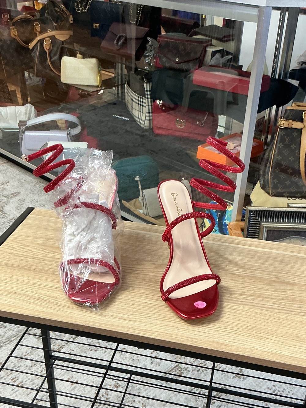 Red Spiral Strap Women's Sandals